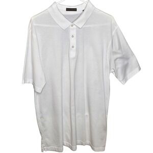 J. Hilburn XL White Basic Polo Shirt Mens Short Sleeve Casual Cotton Blend